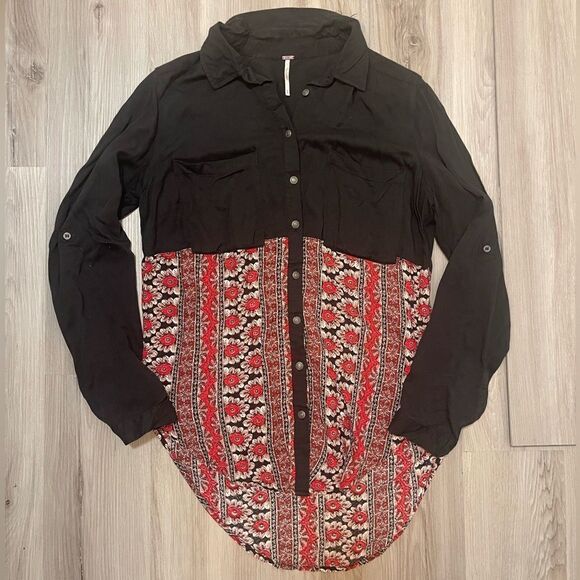 Free People Welcome To The Jungle Button Down Top - Picture 3 of 12